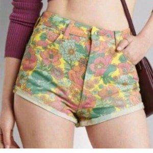 Wild Fable Colorful Floral Denim Sze 14 Shorts High Cut Cheeky Distressed Cuffed